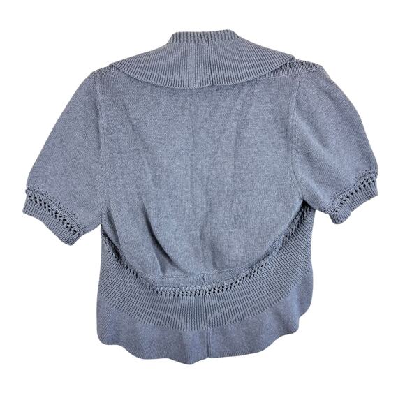 Grace Elements 100% Cotton Gray Short Sleeve Cropped Open Shrug Sweater Size M - Picture 2 of 5